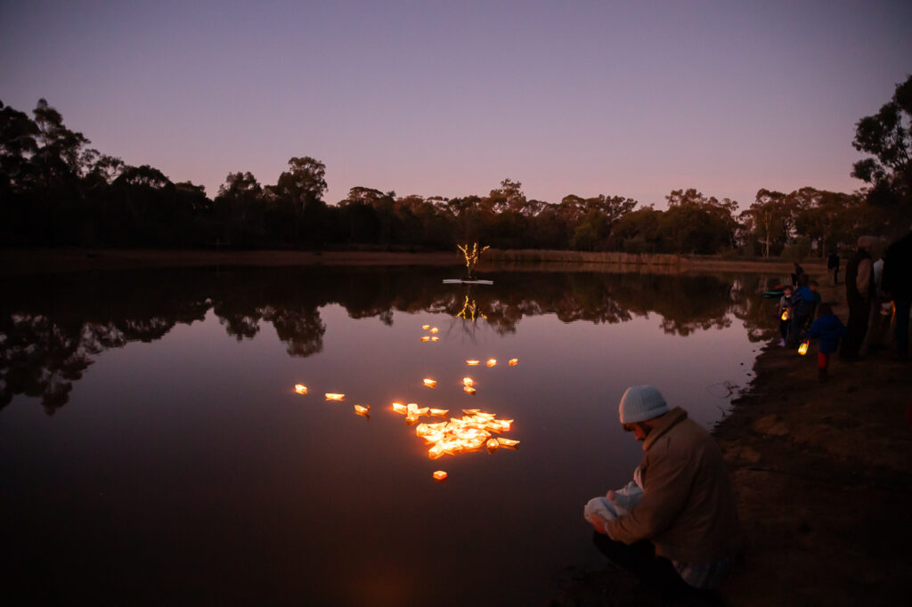 lanterns floating in the arb dam